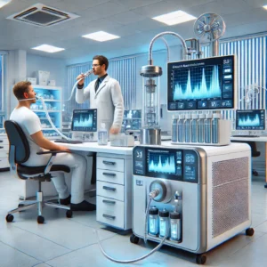 realistic depiction of a medical laboratory setting featuring the advanced Breath Gas Chromatography