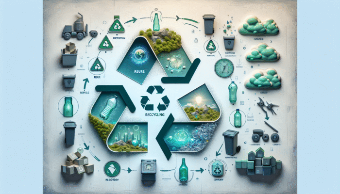 Recycling Laws for UK House Clearance: Infographic illustrating the UK's recycling hierarchy from the Waste Framework Directive, featuring icons for household recycling and compliance.