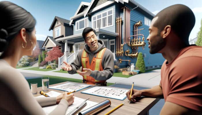A professional gas line installer assessing a home's layout in Kitsilano, customizing a safe, code-compliant natural gas system.